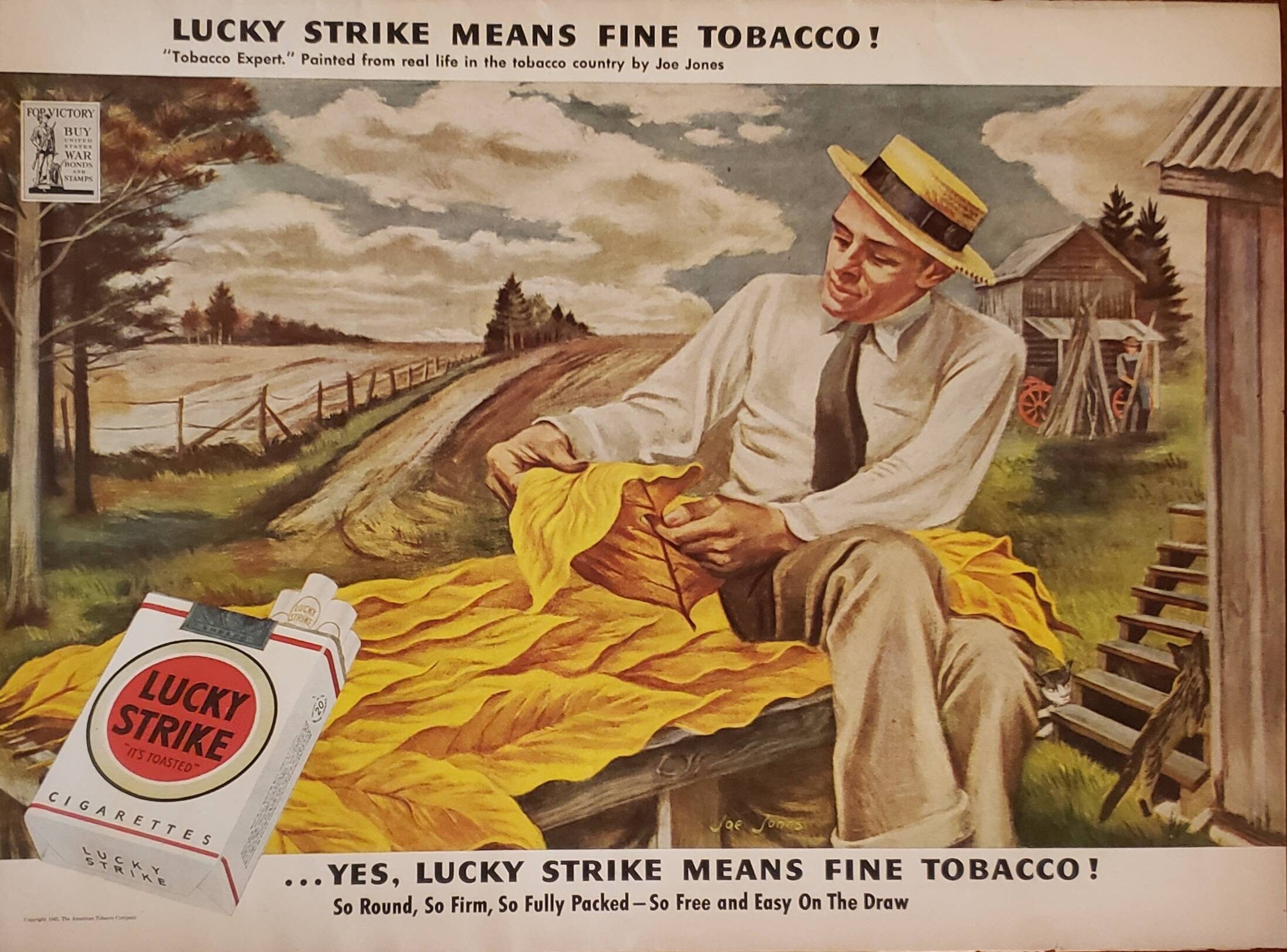 1943 LUCKY STRIKES Cigarettes Tobacco Leaves Joe Jones Painting