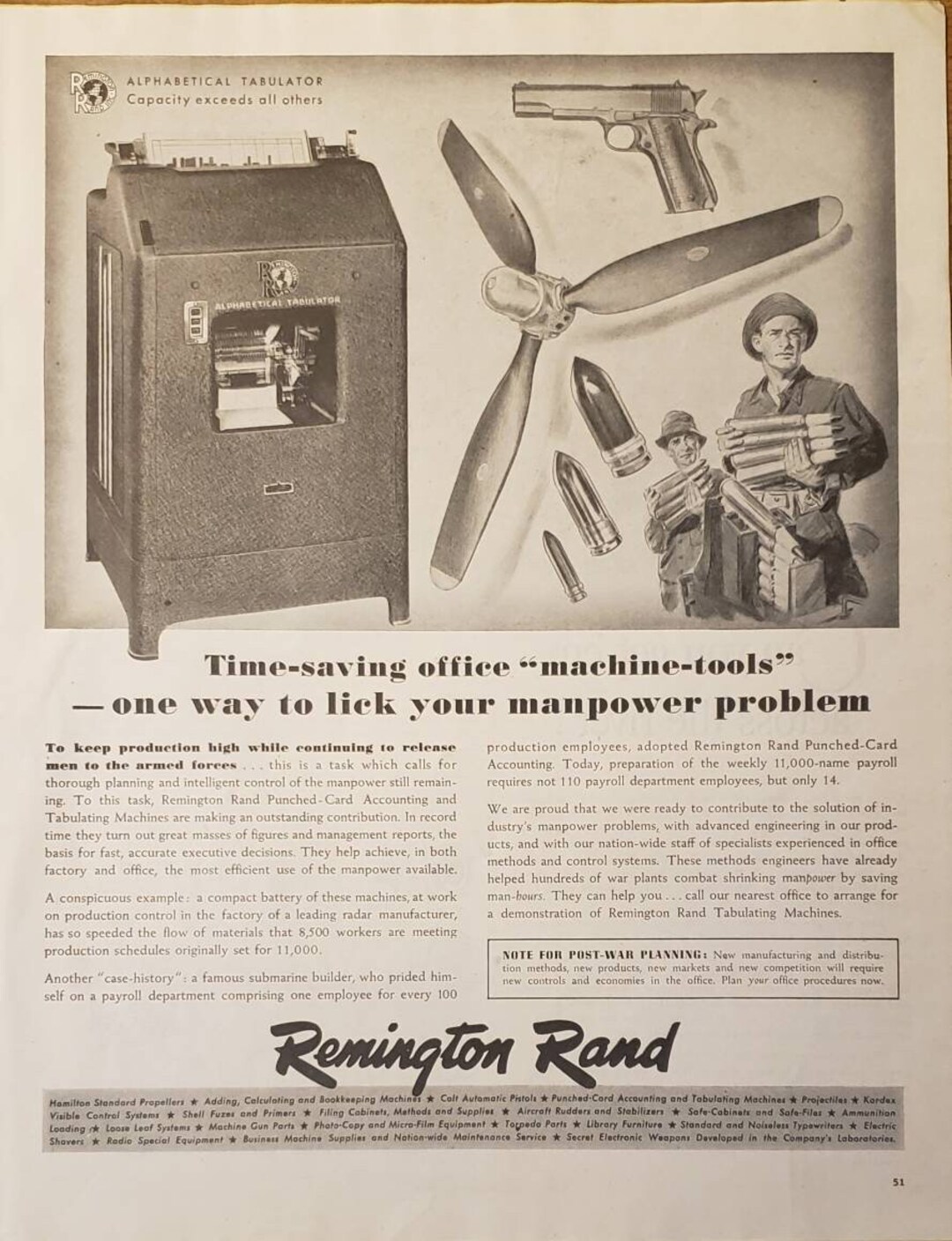 1944 REMINGTON RAND Accounting Tabulating Office Machines World War 2 ...