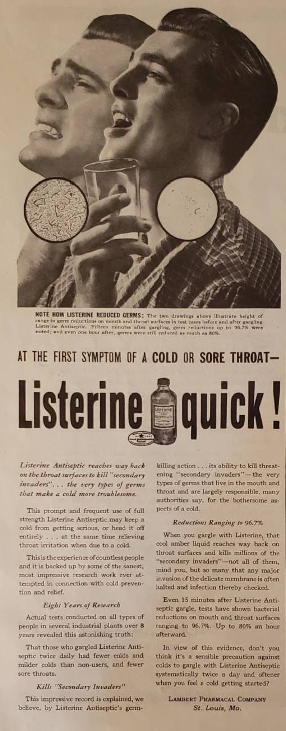 1940 LISTERINE Antiseptic Lambert Pharmacal Cold Sore Throat Etsy