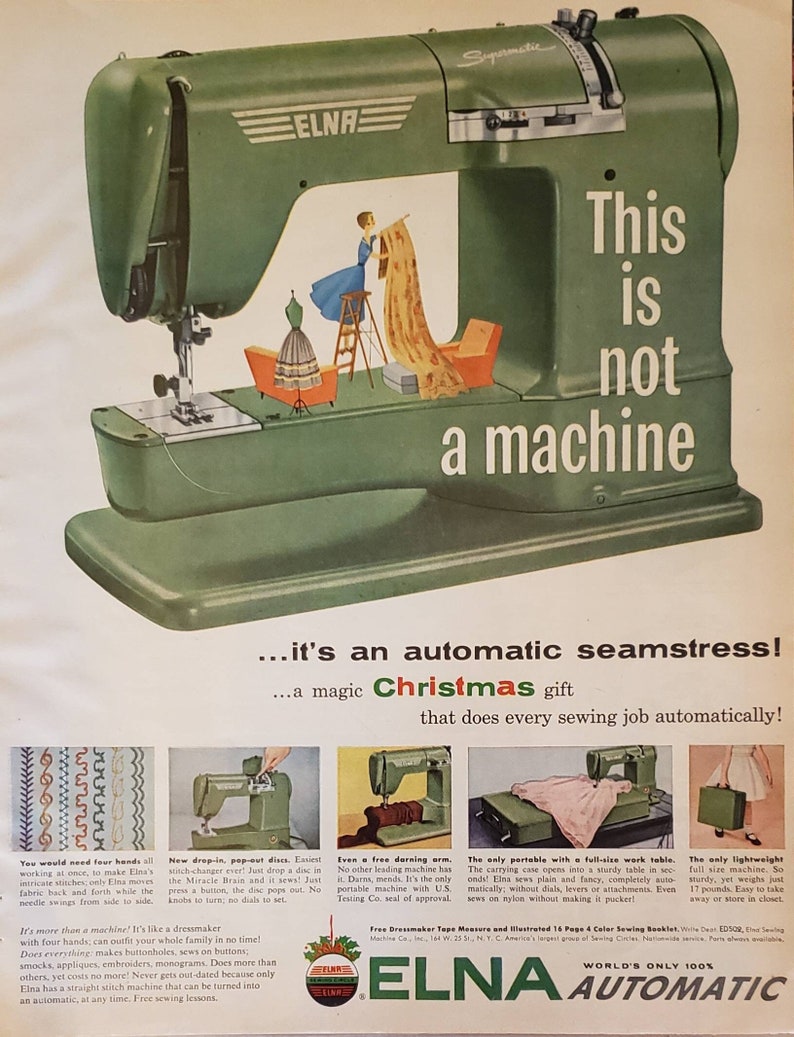 1955 ELNA Sewing Machine Automatic Seamstress Christmas Gift Etsy