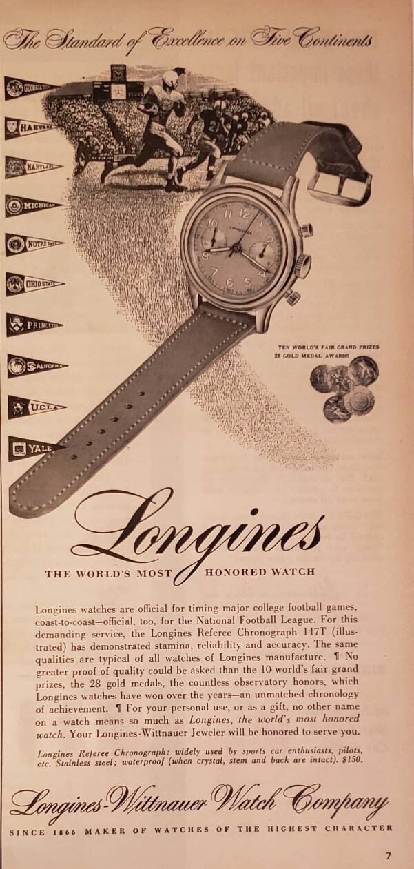 1955 LONGINES WITTNAUER Watch Timing College NFL Football | Etsy Ireland
