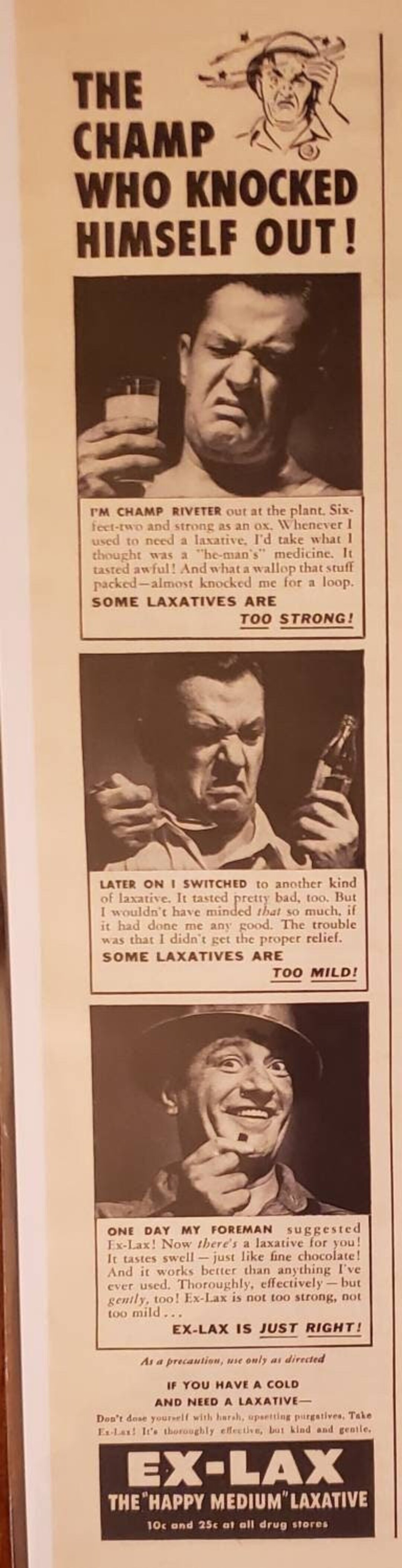 1943 EX-LAX Laxative Champ Riveter Constipation Health World War 2 ...
