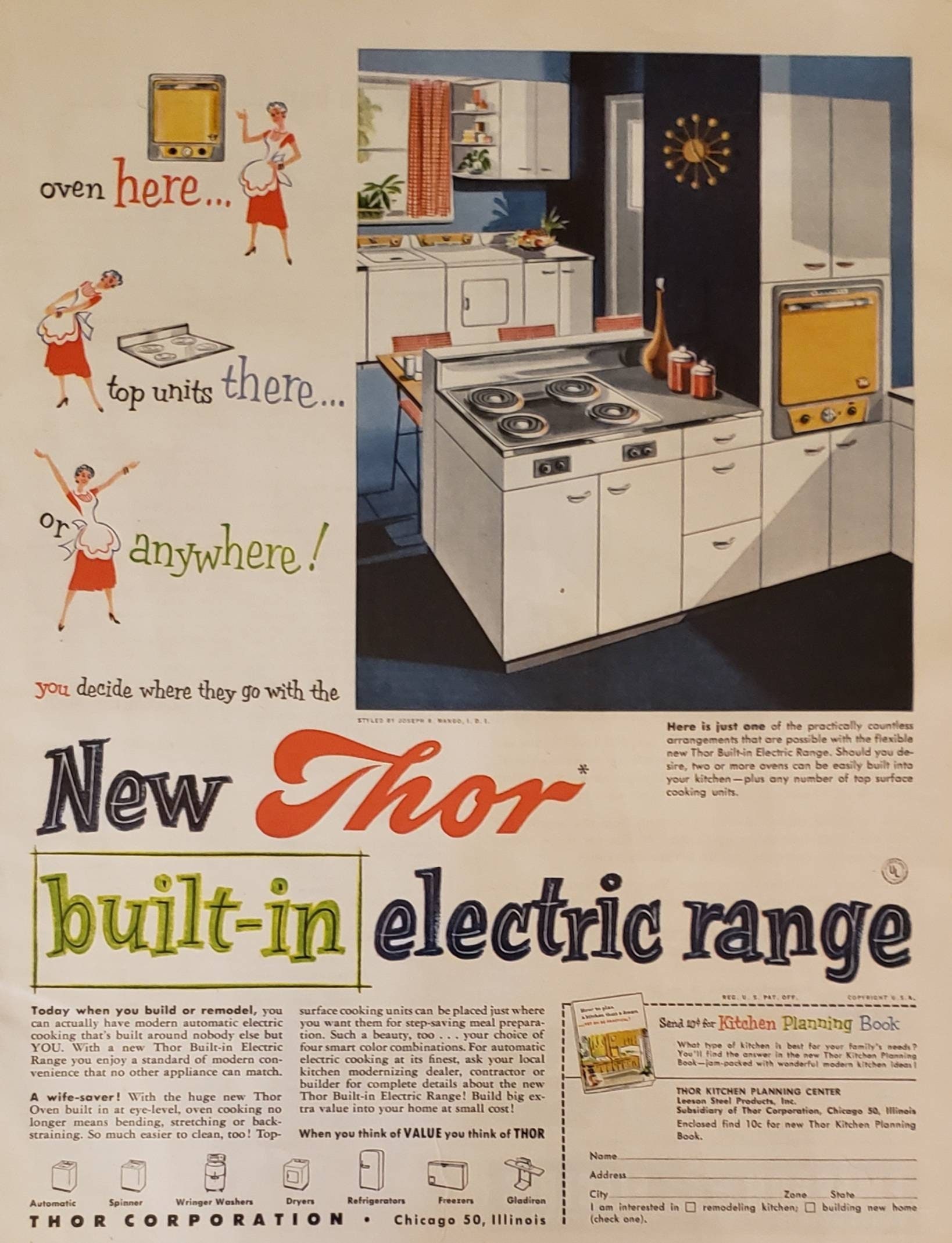 1953 THOR Builtin Electric Range Stove Oven Kitchen Appliance Vintage