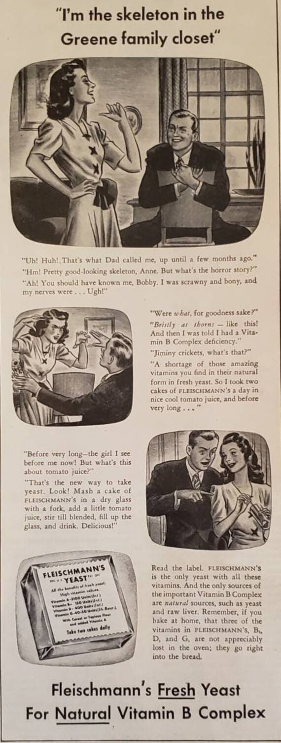 1941 FLEISCHMANN'S Fresh Yeast Cake Vitamin Health Greene Etsy