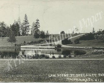 Lake Scene at Point Defiance Park - Tacoma WA - Washington - Real Photo Post Card - Vintage Post Card - Historic Tacoma - Pt. Defiance