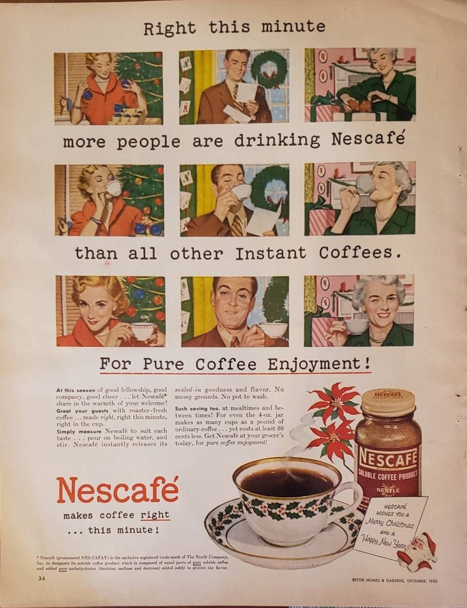 1950 NESCAFE Instant Coffee Beverage Drink PRUDENTIAL Insurance