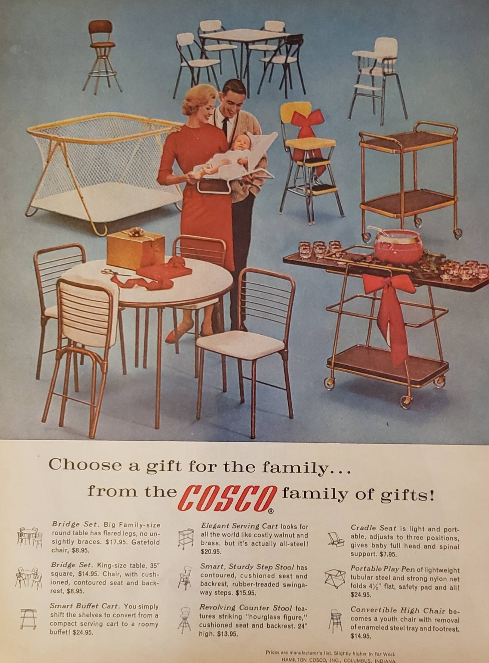 1962 COSCO Furniture Table Cart Step Stool High Chair Playpen
