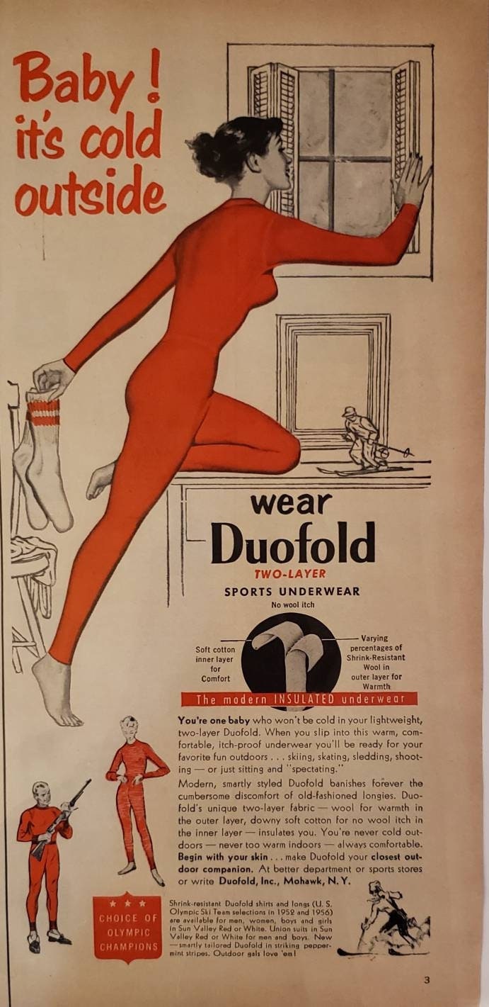 1957 DUOFOLD Two Layer Sports Long Underwear Clothing Fashion