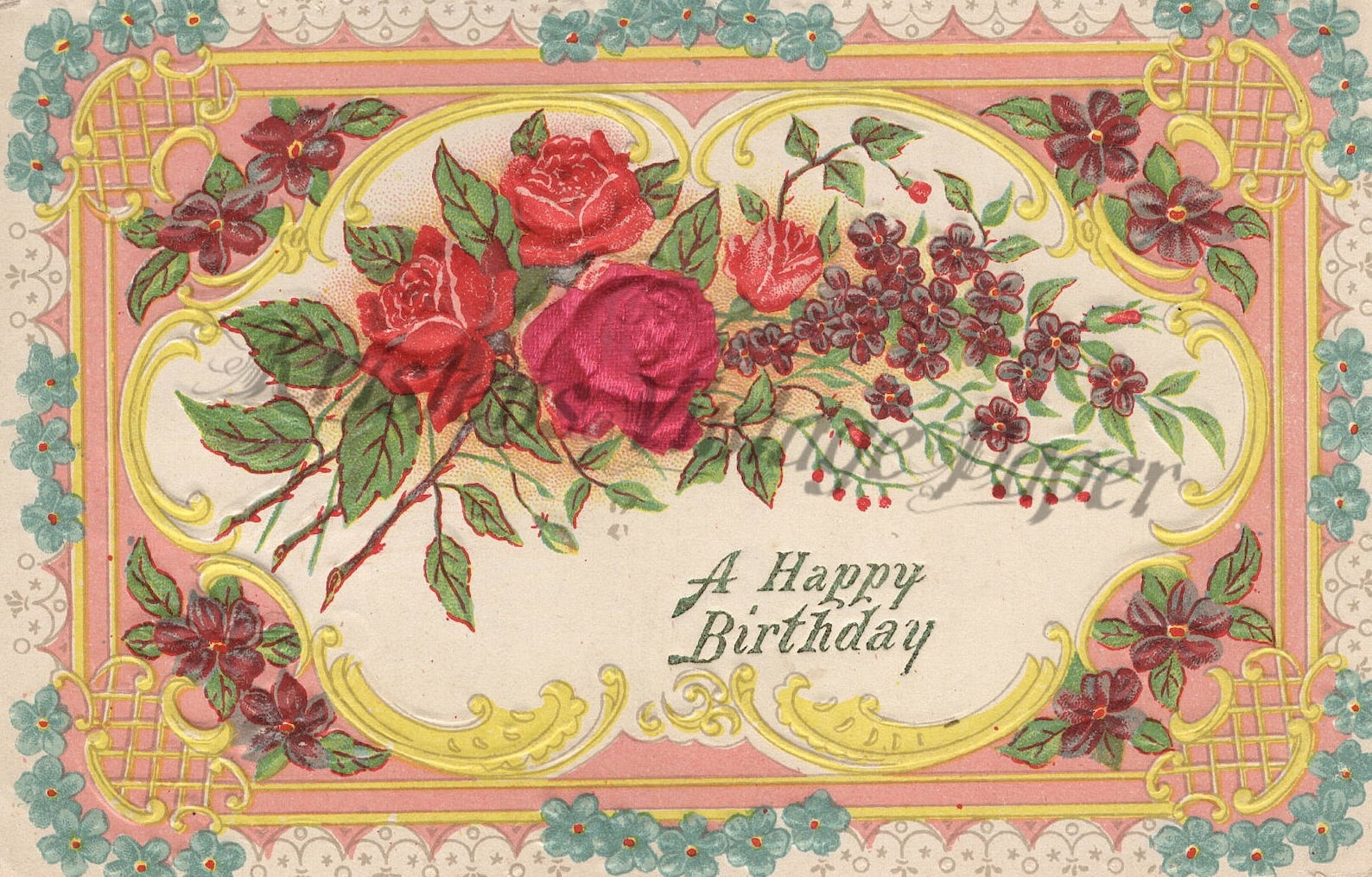 Instant Digital Download BIRTHDAY FLOWERS ROSES Vintage Etsy
