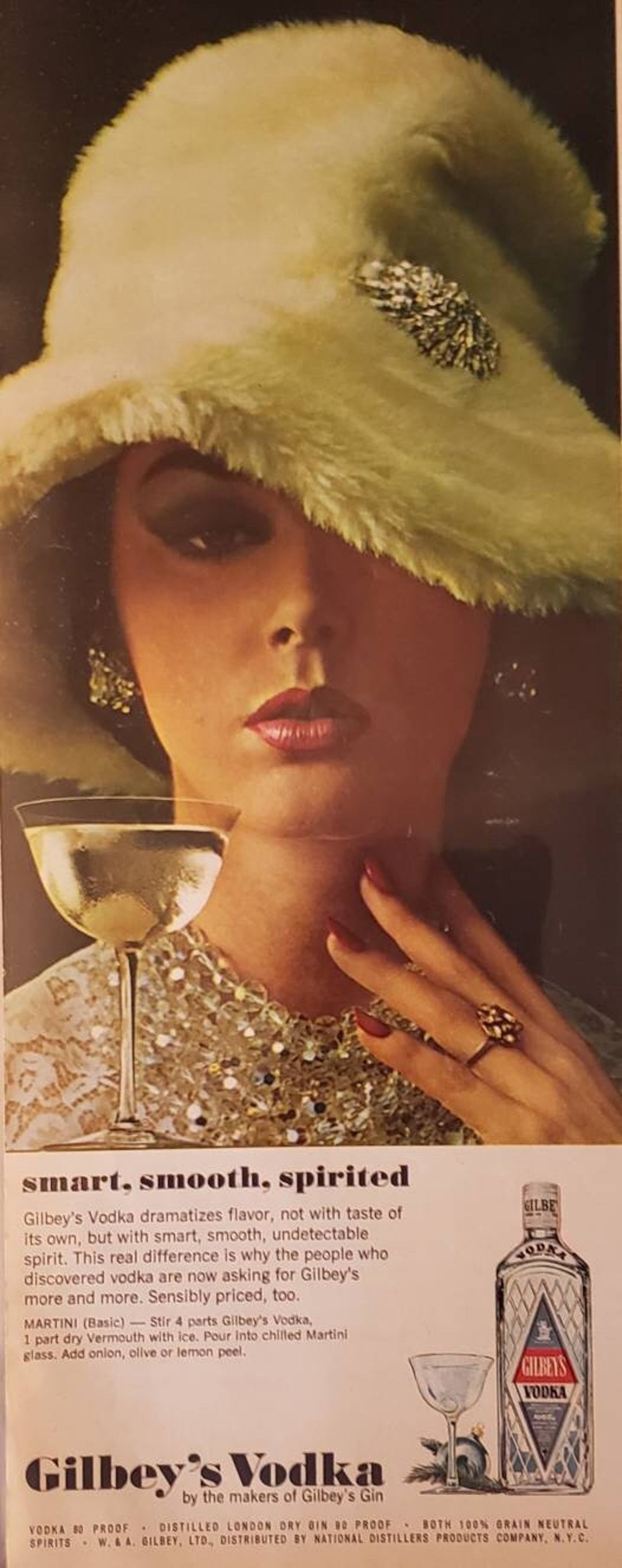 1964 GILBEY'S VODKA Alcohol Drink Beverage Distillery Liquor Lady in Hat Vintage Print Ad Etsy