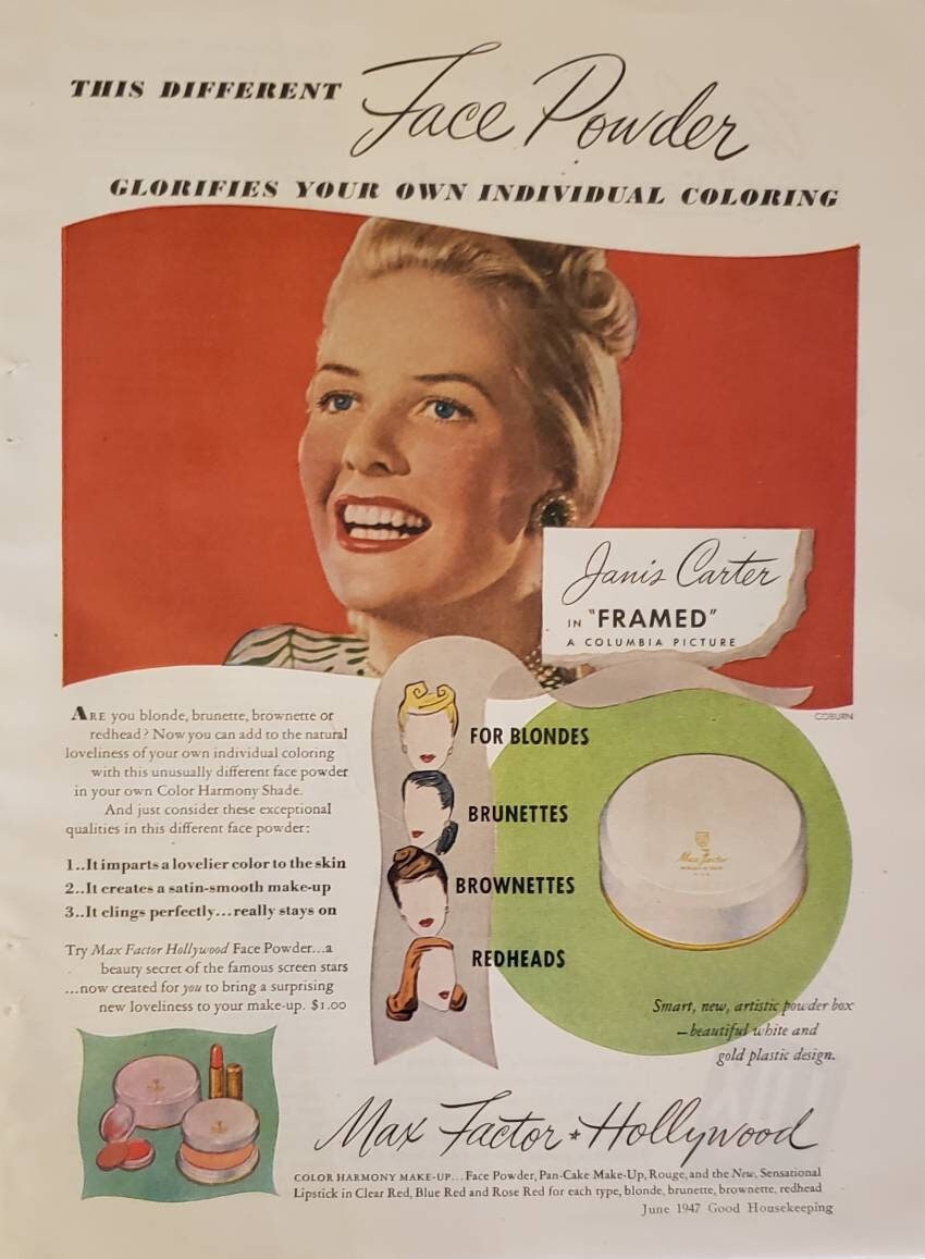 1947 MAX FACTOR HOLLYWOOD Face Powder Makeup Beauty 1947 MAX FACTOR HOLLYWOOD Face Powder Makeup Beauty