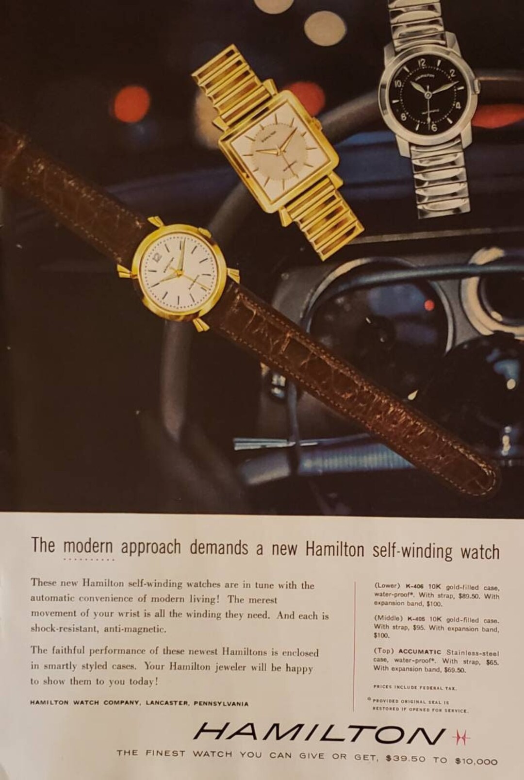 1956 HAMILTON Watch Self Winding Watches EASTMAN KODAK Etsy