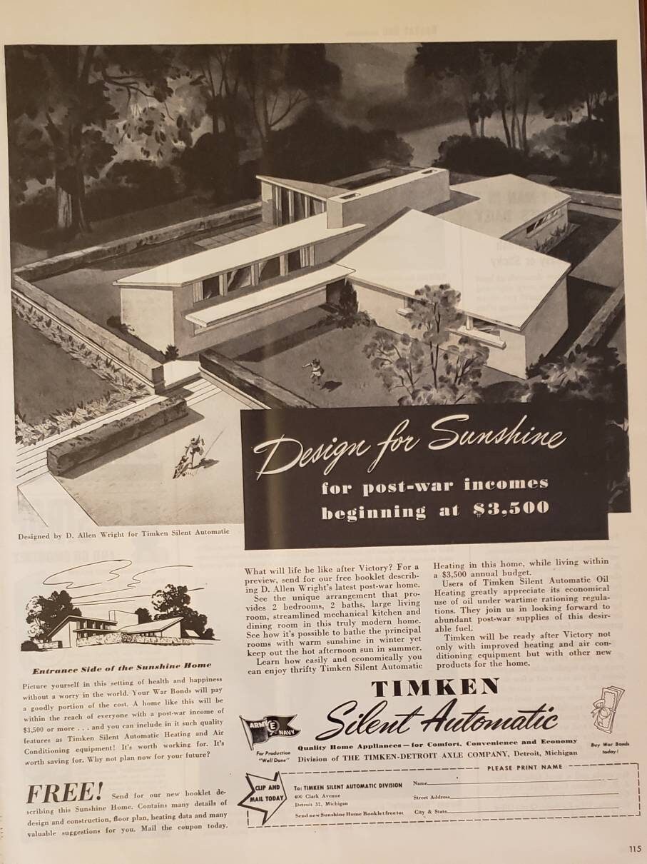 1943 TIMKEN SILENT AUTOMATIC Post-War Sunshine Home Appliances Heating Air Conditioning World War 2 Vintage Print Ad