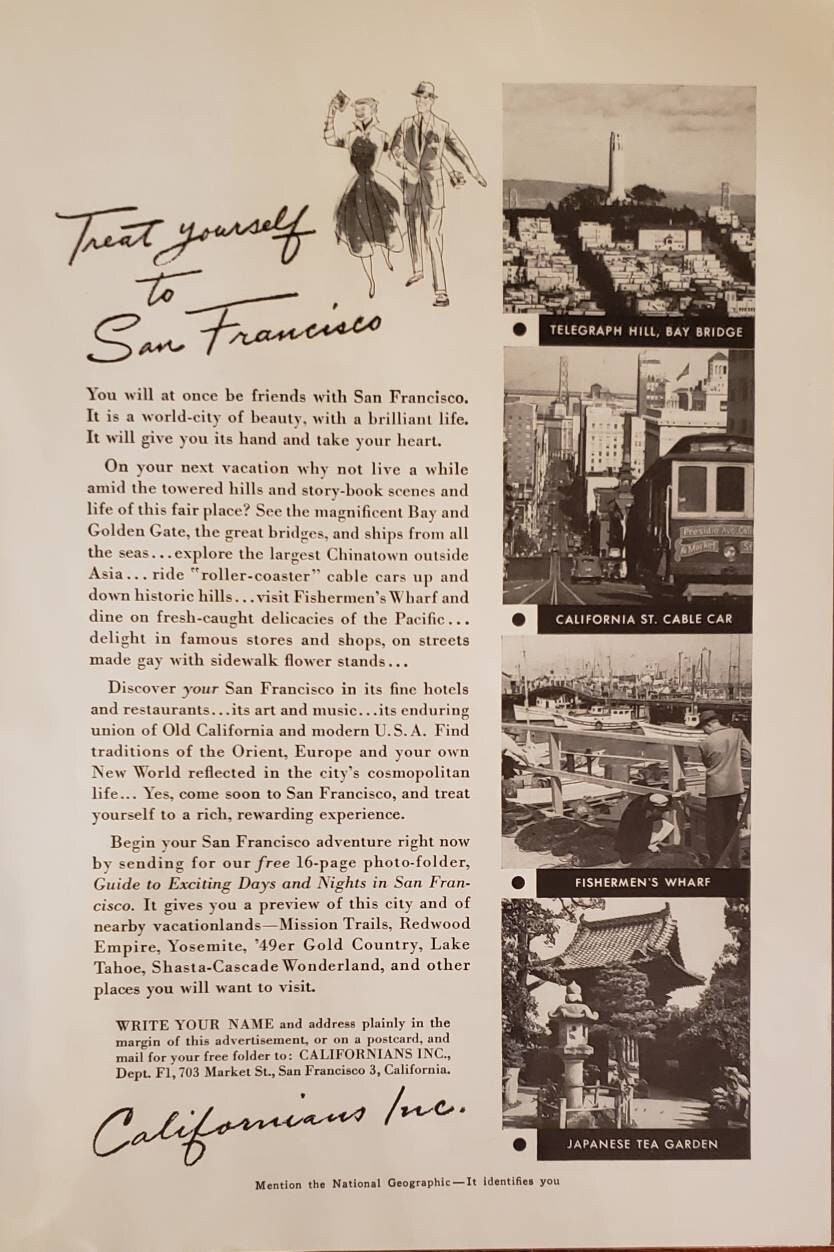 1954 CALIFORNIANS INC. San Francisco California Travel Vacation Tourism Vintage Print Ad