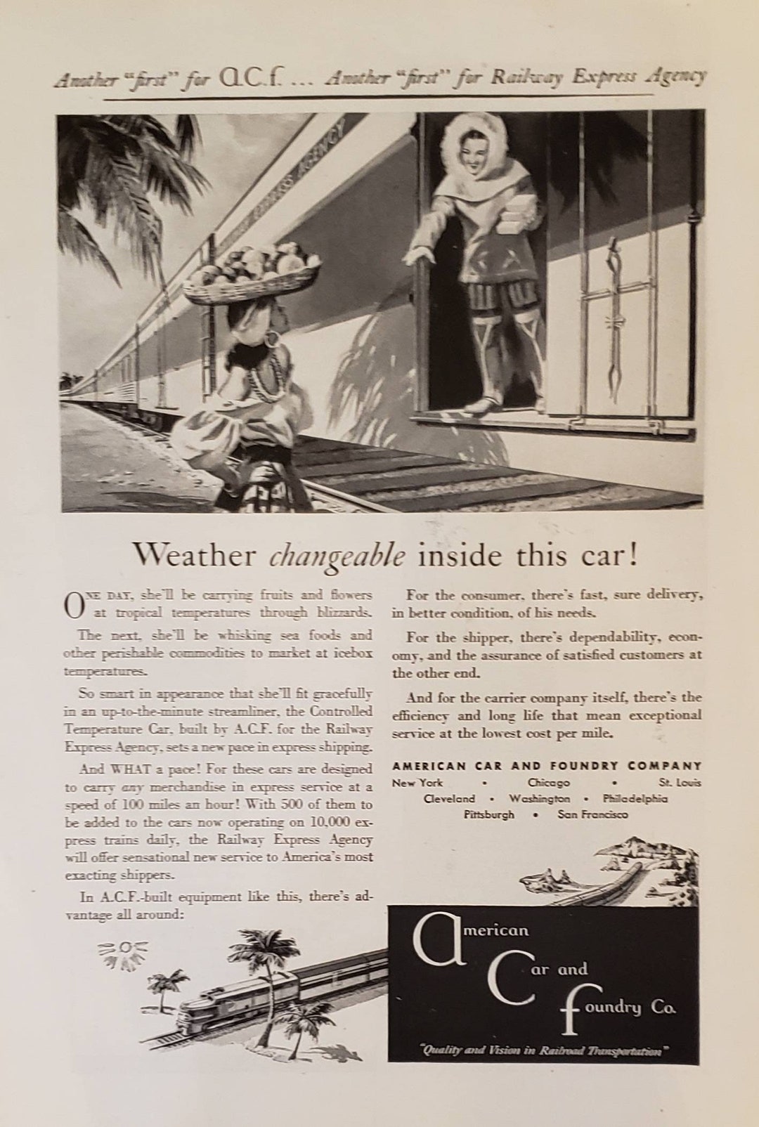 1947 AMERICAN CAR and FOUNDRY Controlled Temperature Car - Etsy