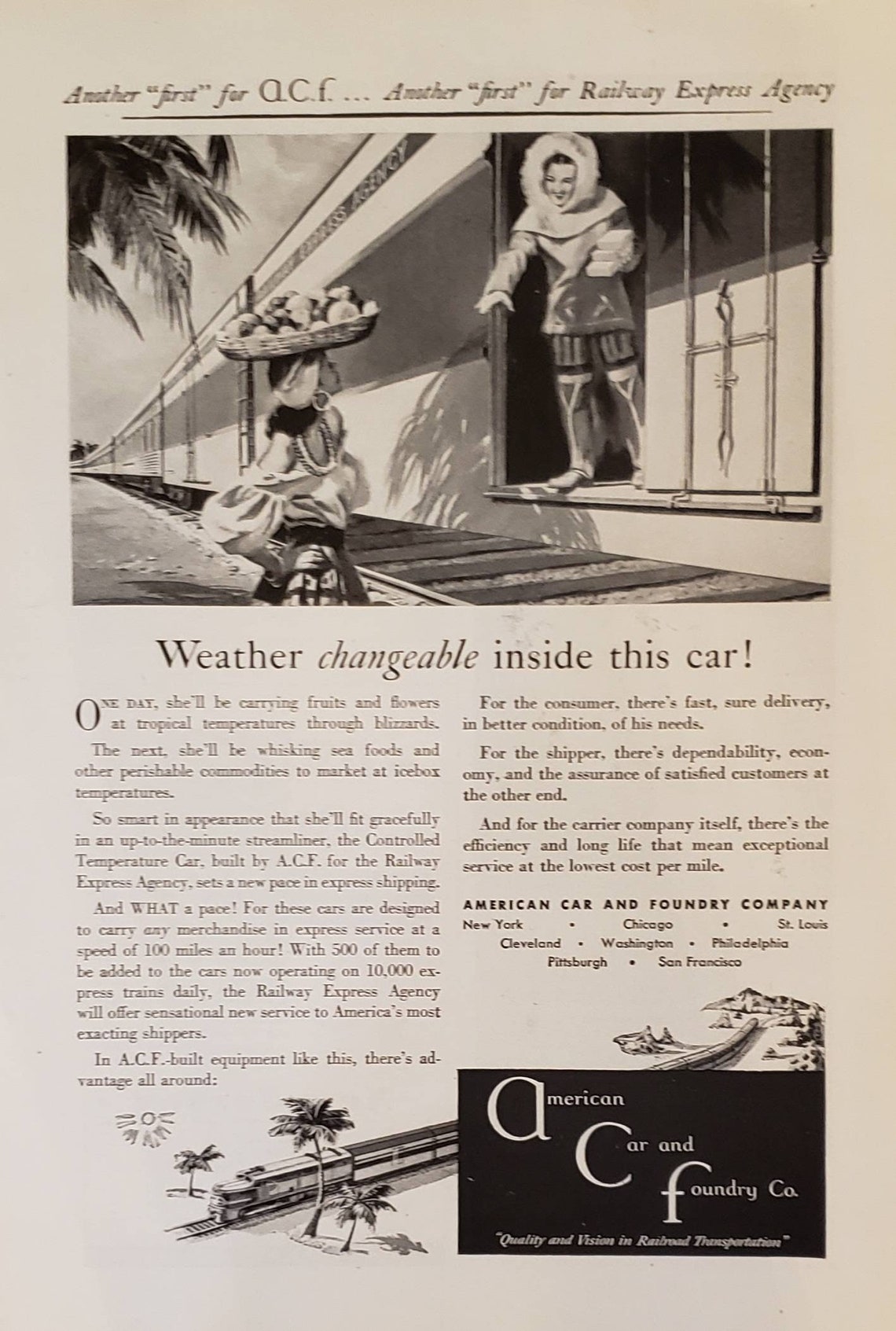 1947 AMERICAN CAR and FOUNDRY Controlled Temperature Car - Etsy