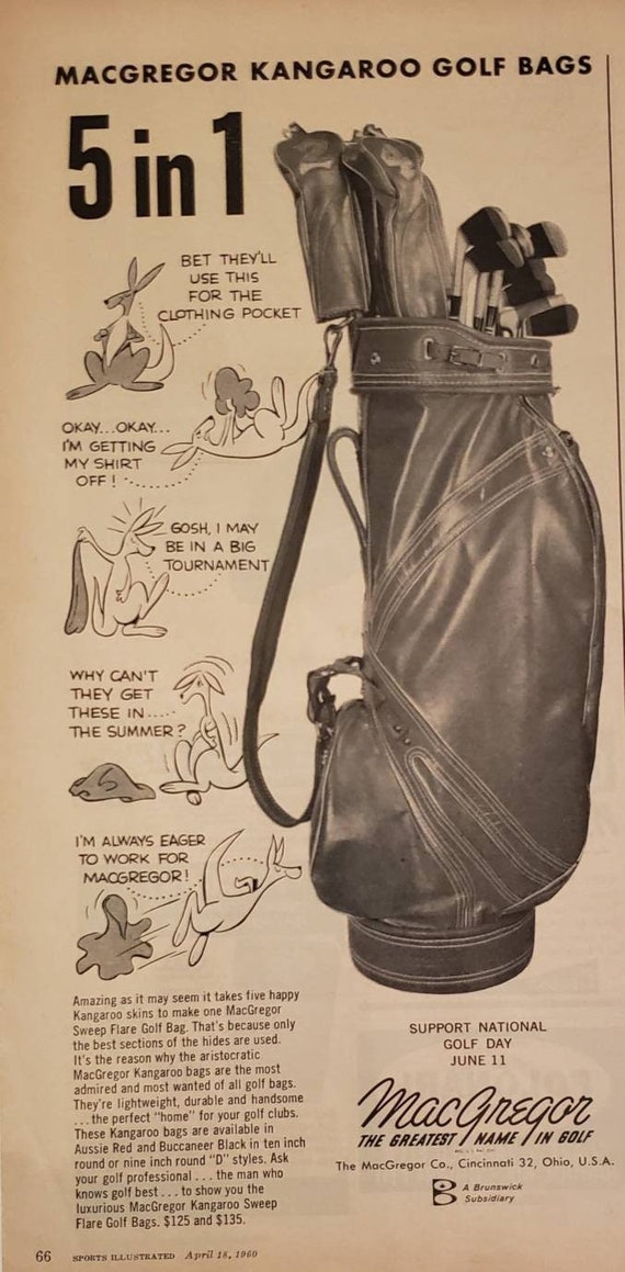 1960 MACGREGOR Kangaroo Skin Sweep Flare Golf Bags Golfing