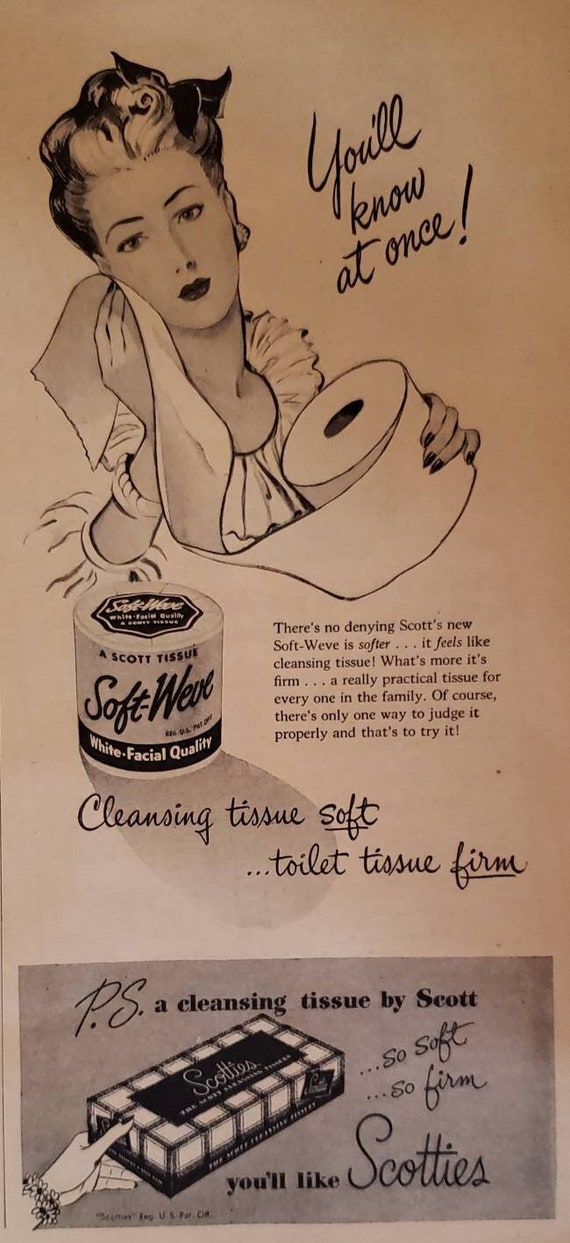 1947 SCOTT TISSUE Soft-weve Toilet Paper KNOX Gelatine High