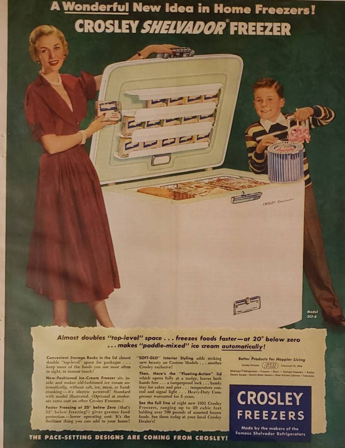 1951 CROSLEY SHELVADOR FREEZER Frozen Food Storage Kitchen Etsy