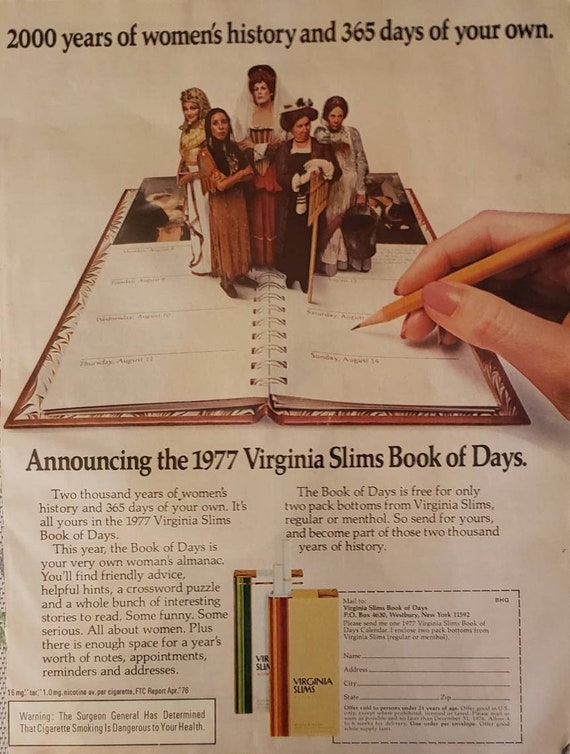 1976 VIRGINIA SLIMS Tobacco Cigarettes Smoking Women's Etsy