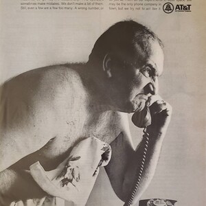 1967 AT&T Bell System Telephone Phone Company Wrong Number Angry Man Telecommunications Vintage Print Ad