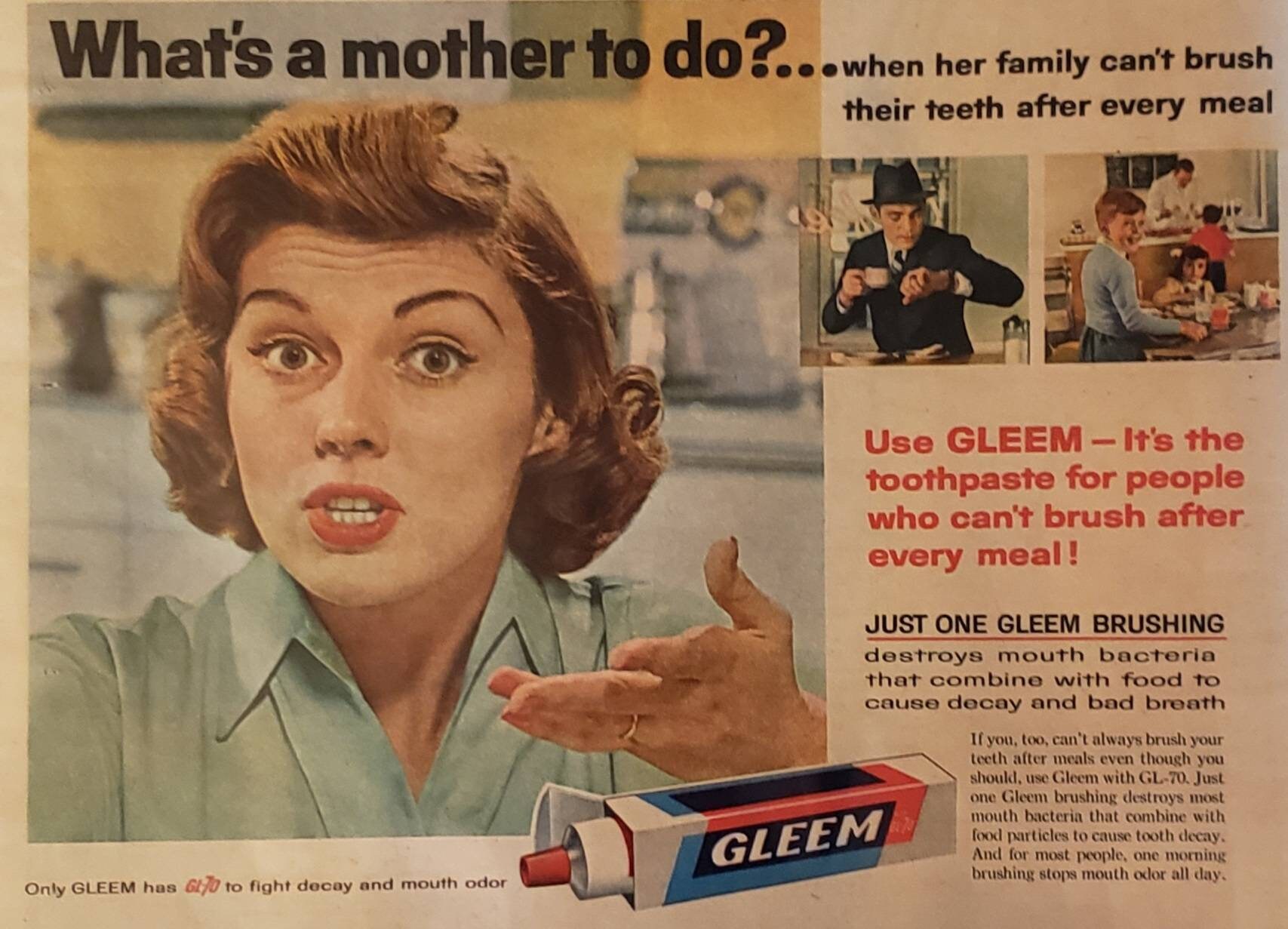 1959 GLEEM Toothpaste Dental Health Teeth Brushing Mother Etsy