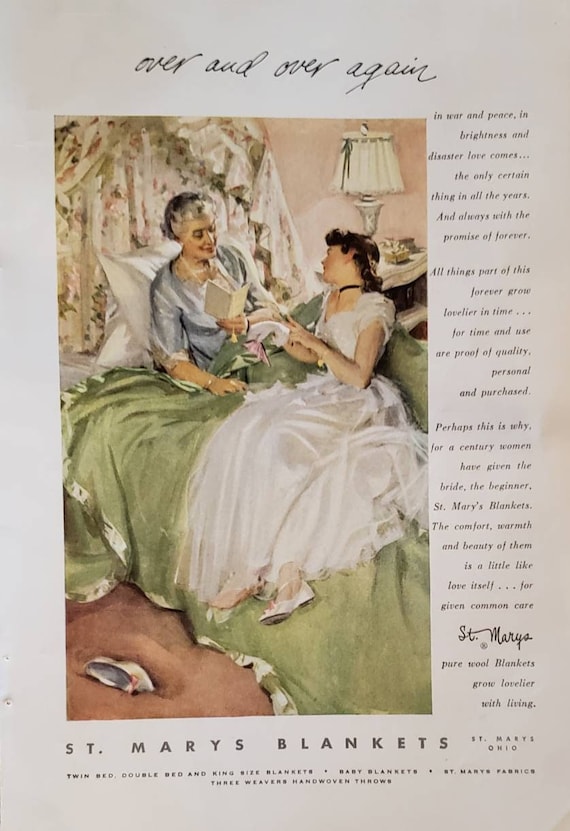 1954 ST MARYS BLANKETS Wool Blanket Bedding Bed Bedroom Vintage Print Ad Etsy
