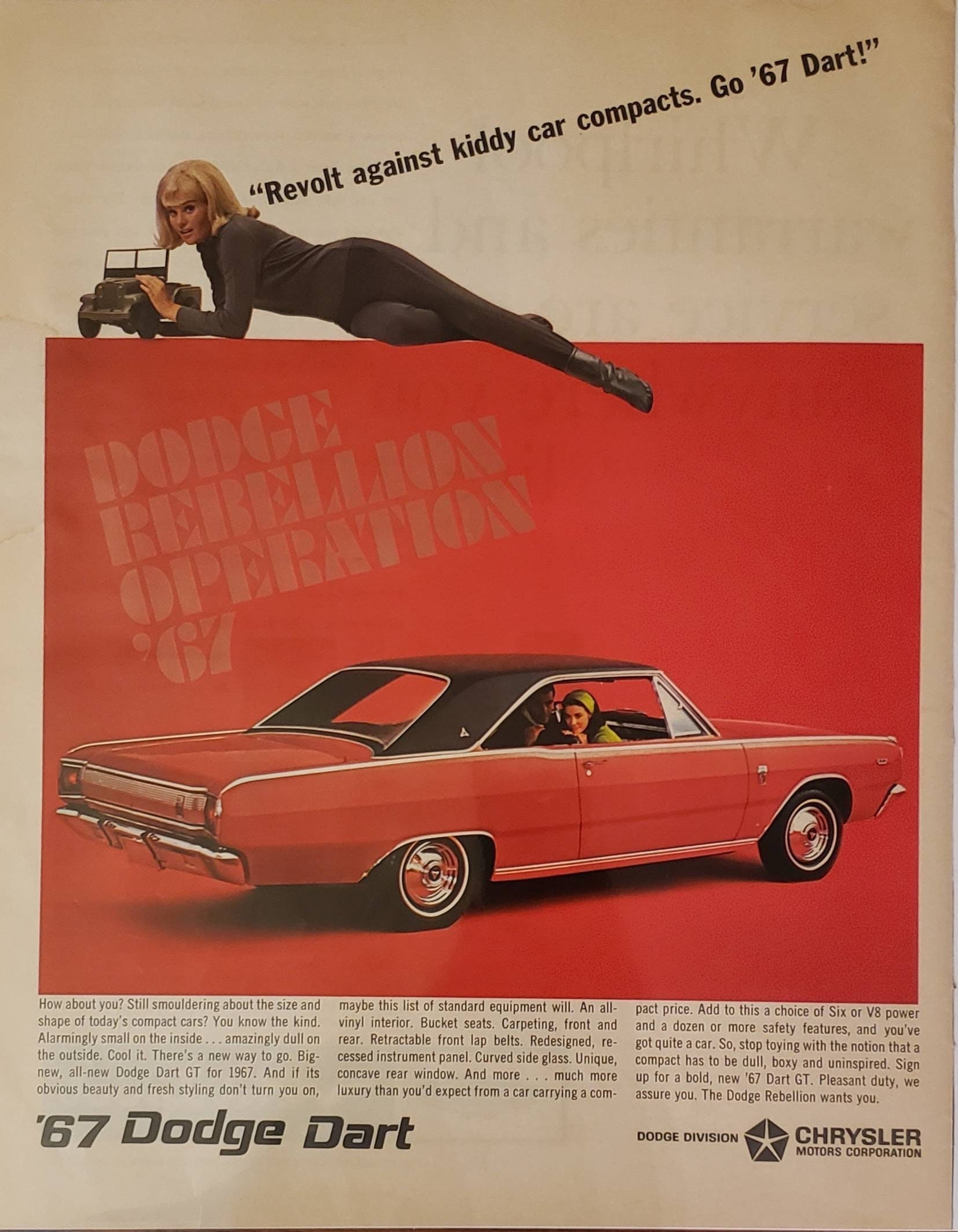 1967 DODGE DART GT Red Car Compact Cars Revolt Chrysler pic