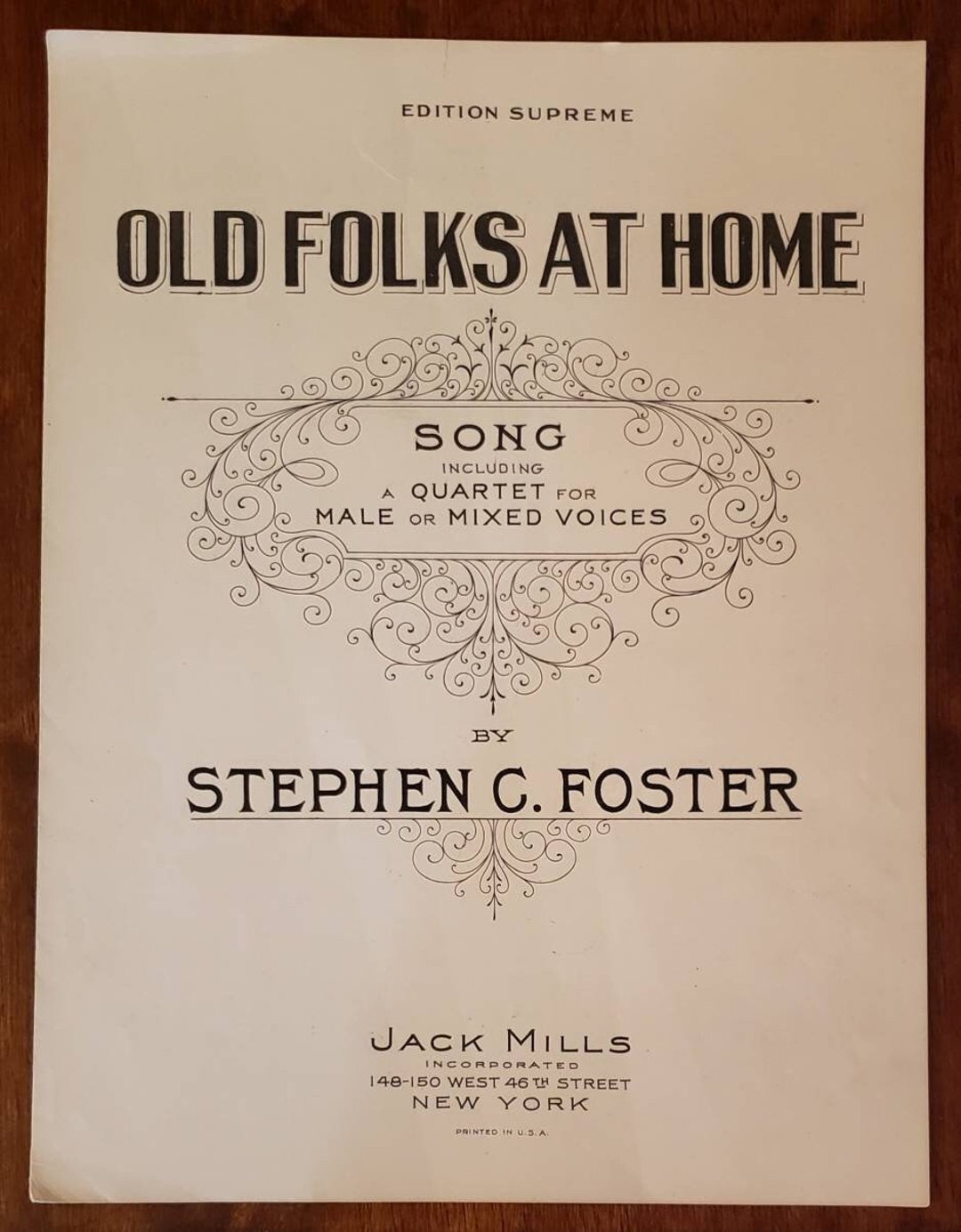 Old Folks at Home Stephen C Foster Swanee River Song 1924 Vintage Sheet
