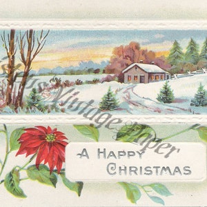 Descarga digital Archivo MERRY CHRISTMAS Archivo de imagen digital Escena nevada 1910s Postal vintage Vacaciones Imprimible Scrapbooking Collage
