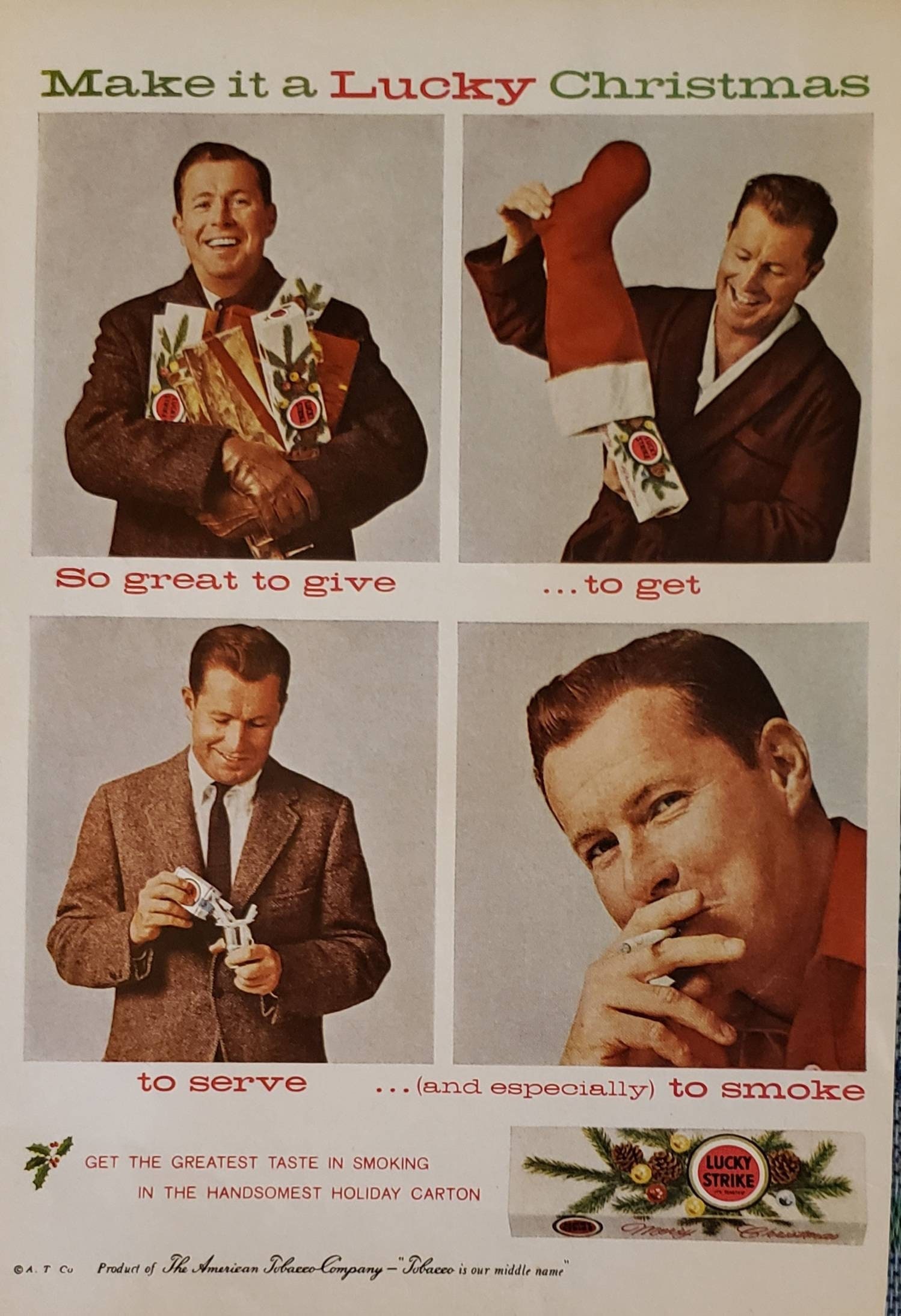 1961 LUCKY STRIKE Cigarettes Smoking Tobacco Christmas Gifts