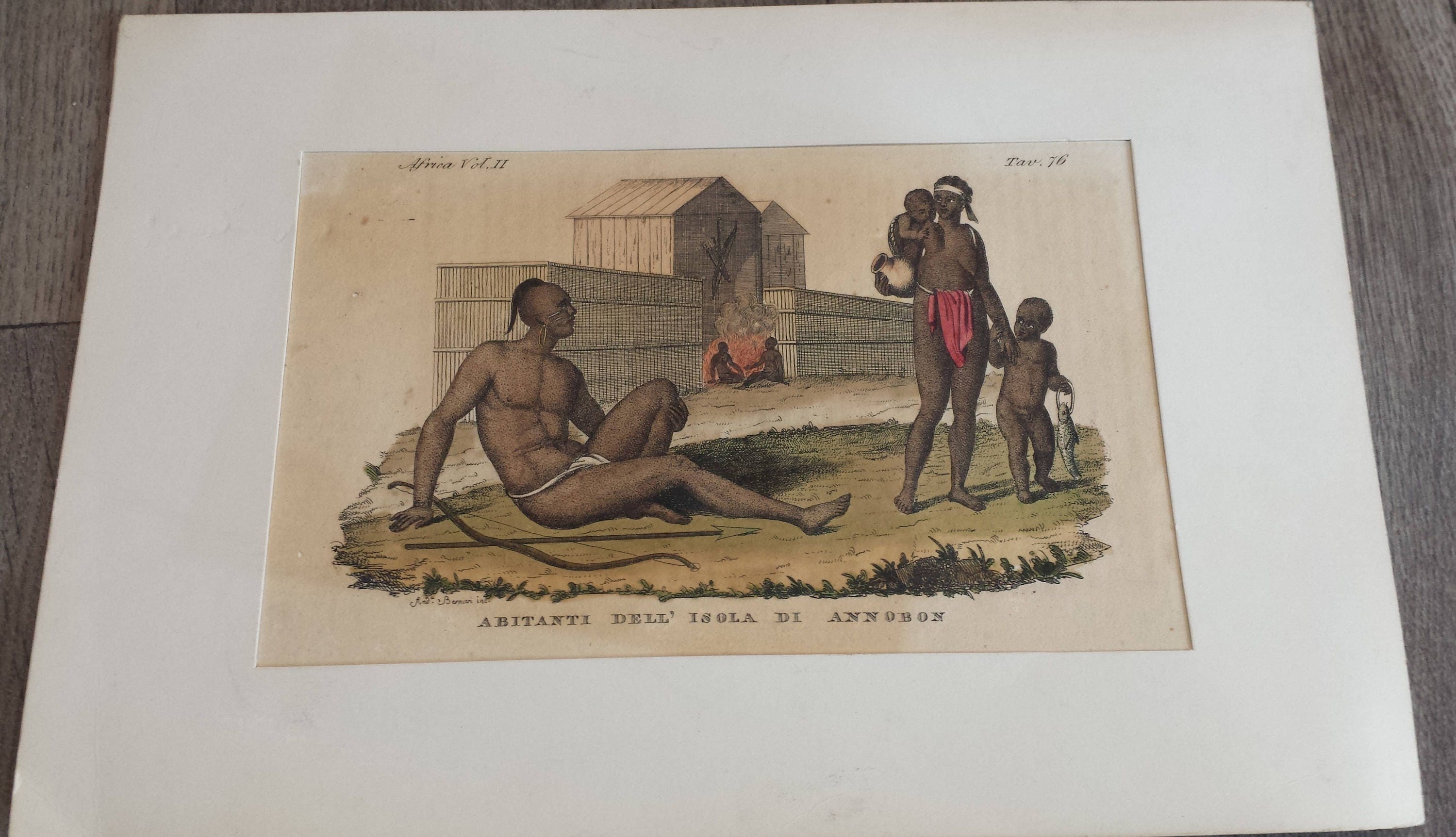 Vintage Impresión Arte Annobón África Nativos Nueva Etsy