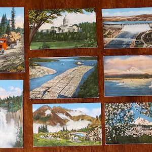 Lot van 8 Miniatuur Vintage Linnen Postkaarten WA Washington