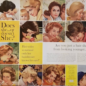 1964 MISS CLAIROL Hair Color Bath Dye Beauty 2 Page Vintage Print Ad