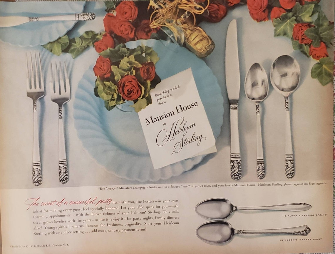 1951 MANSION HOUSE Heirloom Sterling Silverware Oneida Silver Etsy