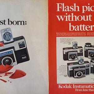 1970 KODAK Instamatic X Cameras Flash Pictures Camera Gift Ideas Photography 2 Page Vintage Print Ad