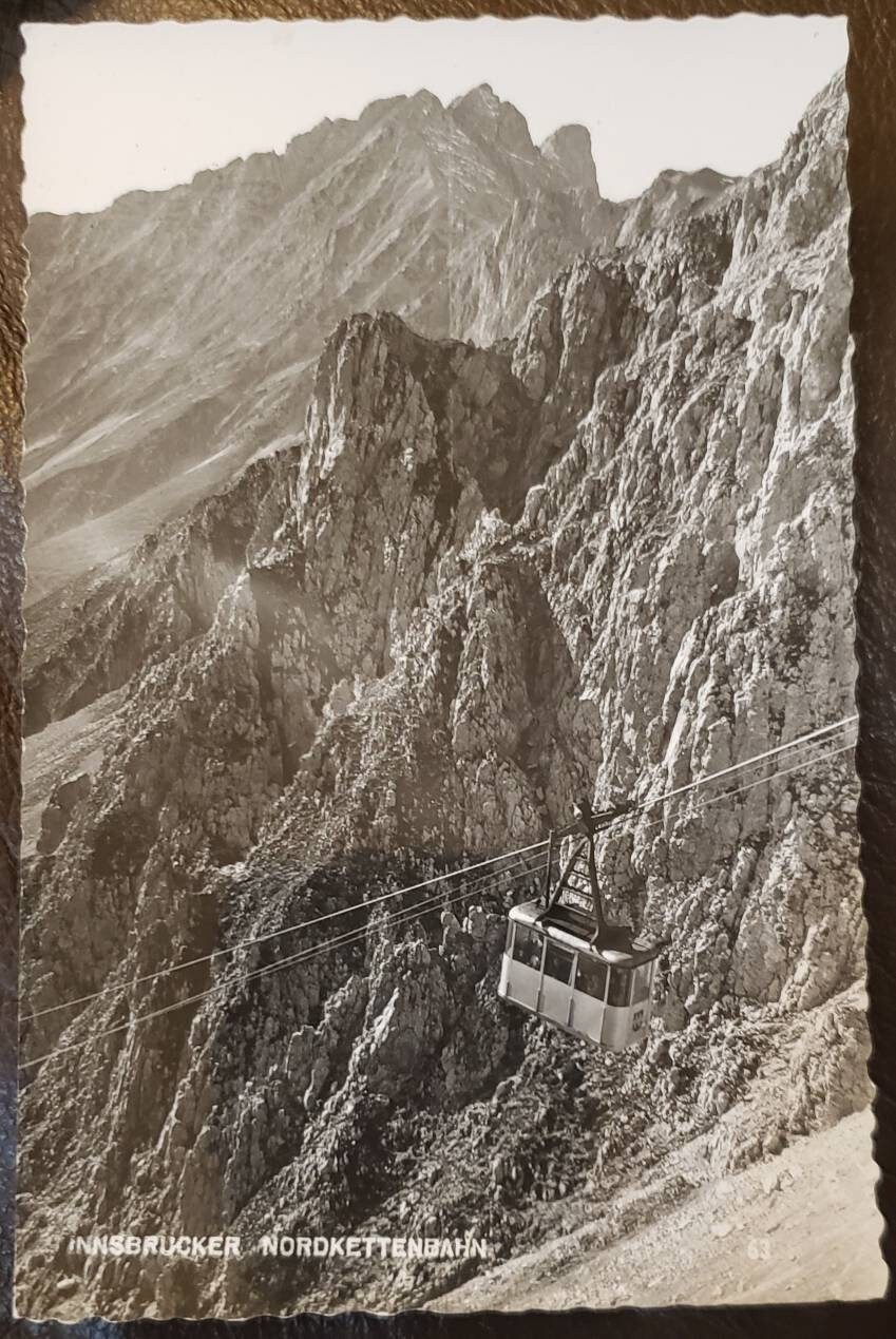 INNSBRUCK AUSTRIA Innsbrucker Nordkettenbahn Mountain Cable Car Real Photo Vintage Post Card