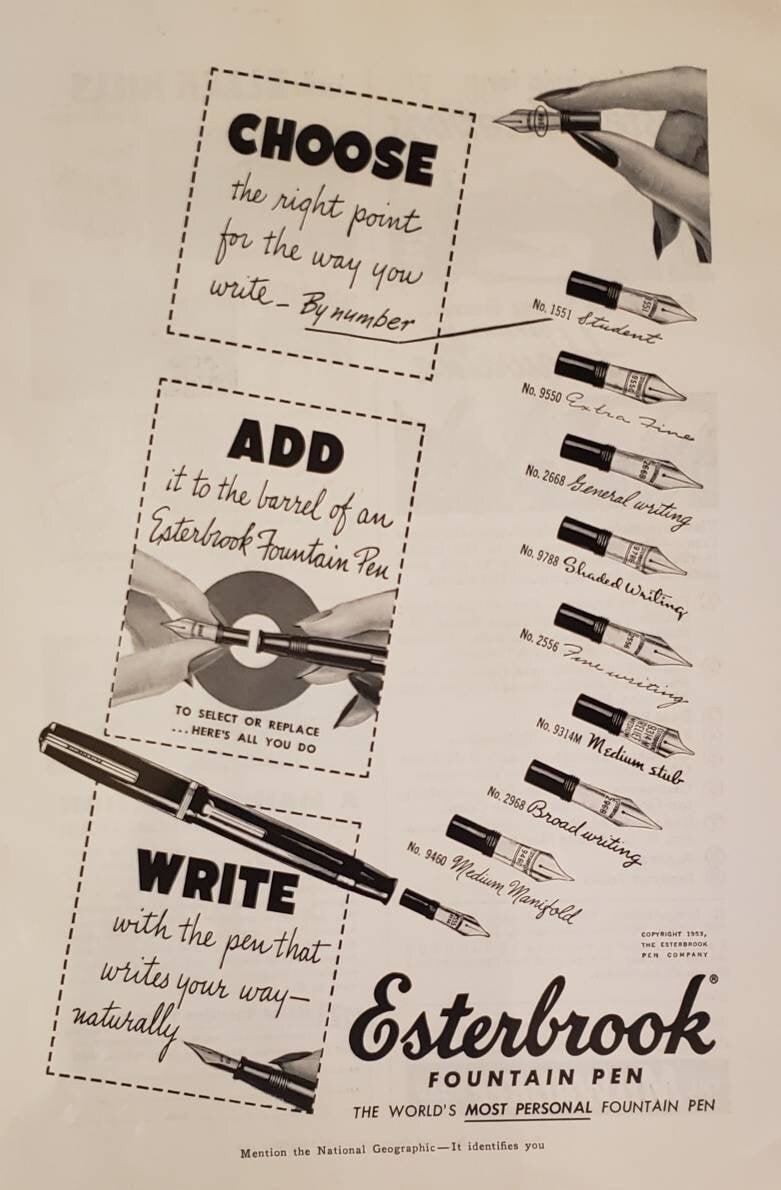 1954 Esterbrook Fountain Pens Right Point for Every Writer Vintage Print Ad