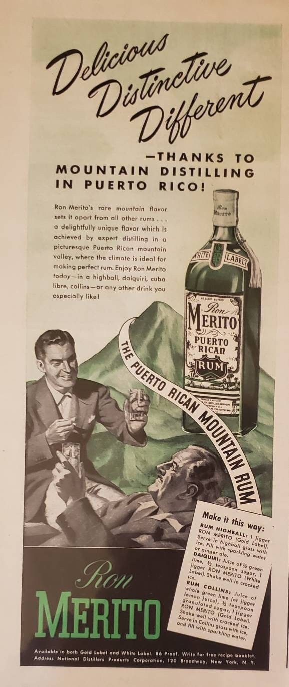 1943 RON MERITO Puerto Rican Rum Alcohol Liquor Puerto Rico Etsy
