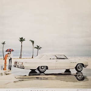 1964 BUICK LeSabre White Car Vintage Print Ad Wall Decor
