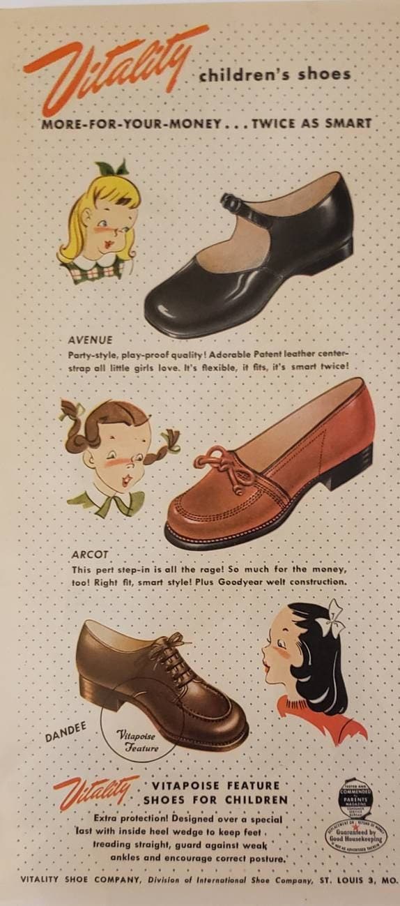 1947 VITALITY SHOE COMPANY Vitapoise Childrens Kids Boys Girls 