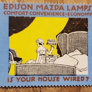 EDISON MAZDA LAMPS Sello de cartel publicitario vintage