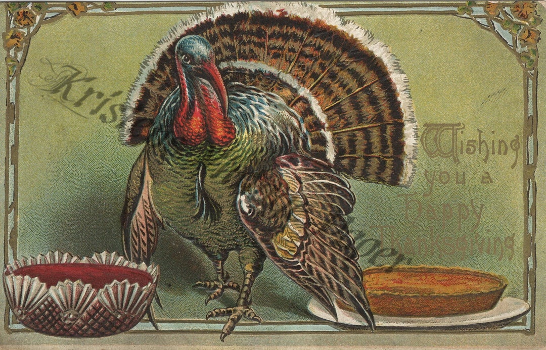Digital Download File THANKSGIVING Digital Image File Turkey Pie 1910s ...