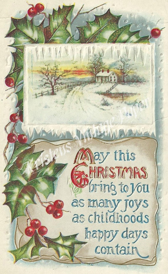 Merry Christmas - Holiday - Vintage Post Card - DIGITAL Post Card