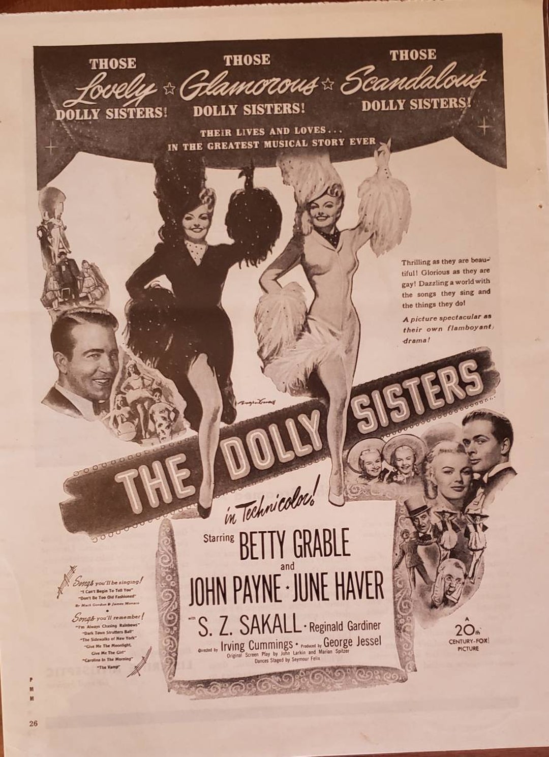1945 THE DOLLY SISTERS Movie Film Hollywood Betty Grable John Payne