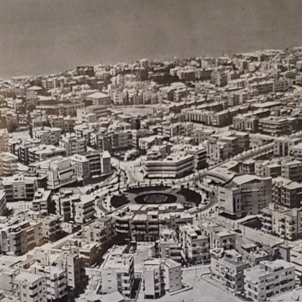 1946 TEL AVIV ISRAEL City Aerial View Zina Dizengoff Place Vintage Photo Photograph