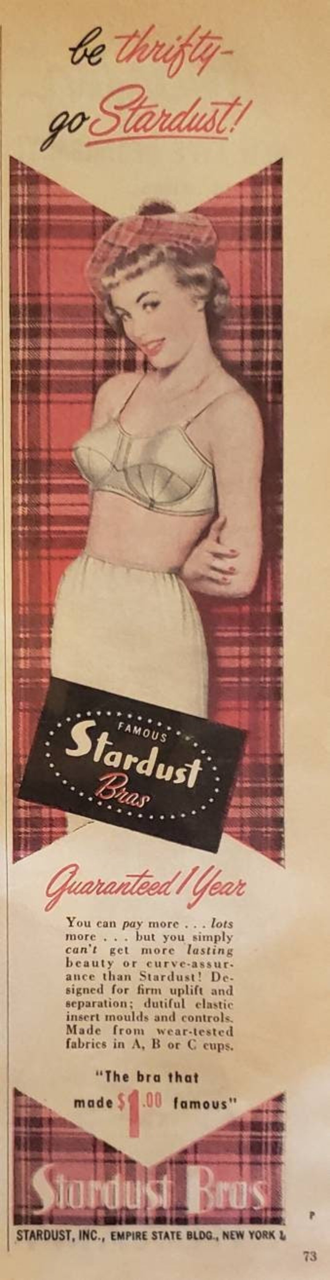 1951 STARDUST BRAS Brassiere Lingerie Underwear Womens Fashion