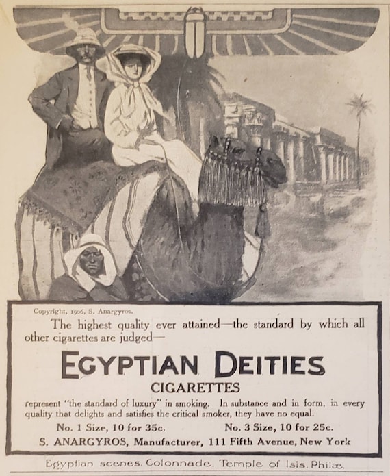 egypt cigarette allowance 1906 EGYPTIAN DEITIES CIGARETTES Tobacco Smoking Egypt Camel Vintage Print  Ad