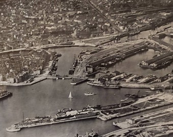 FRANCE L'avant-port du Havre Voilier Photo Stereo Vintage c1900