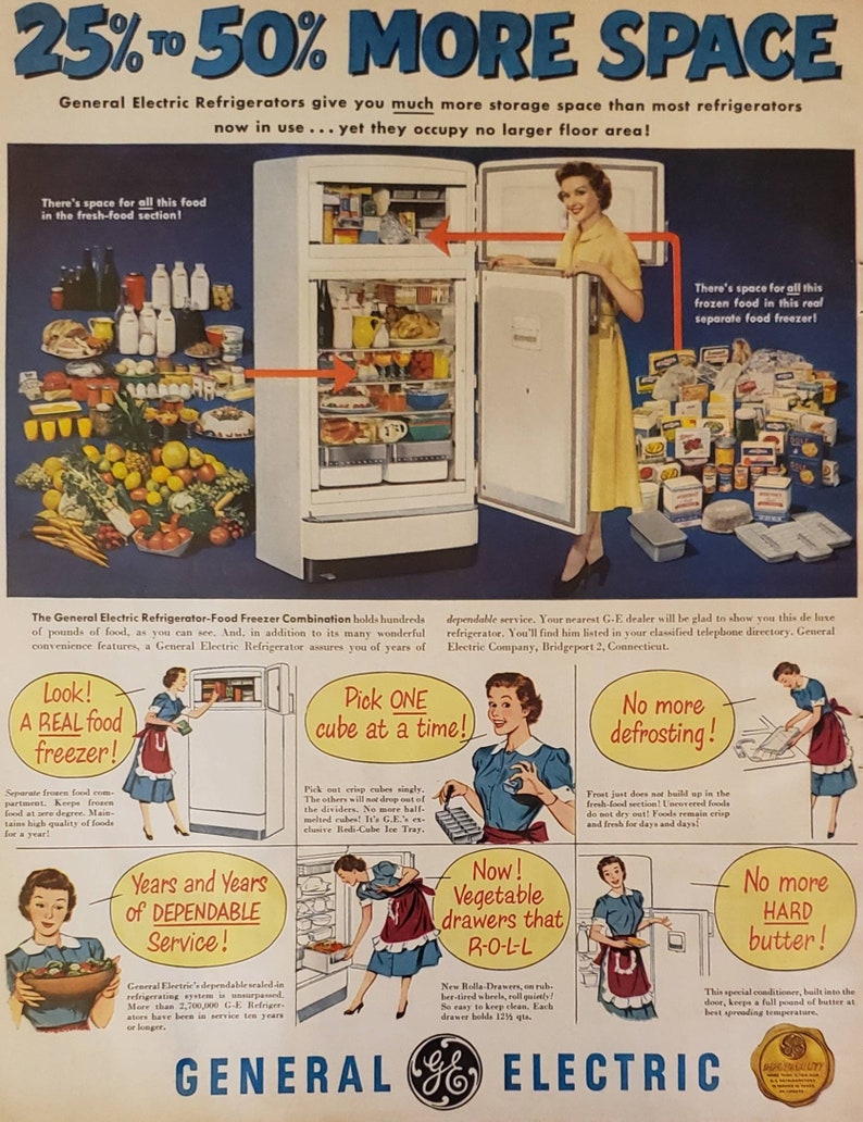 1951 GE General Electric Refrigerator Freezer Kitchen Etsy